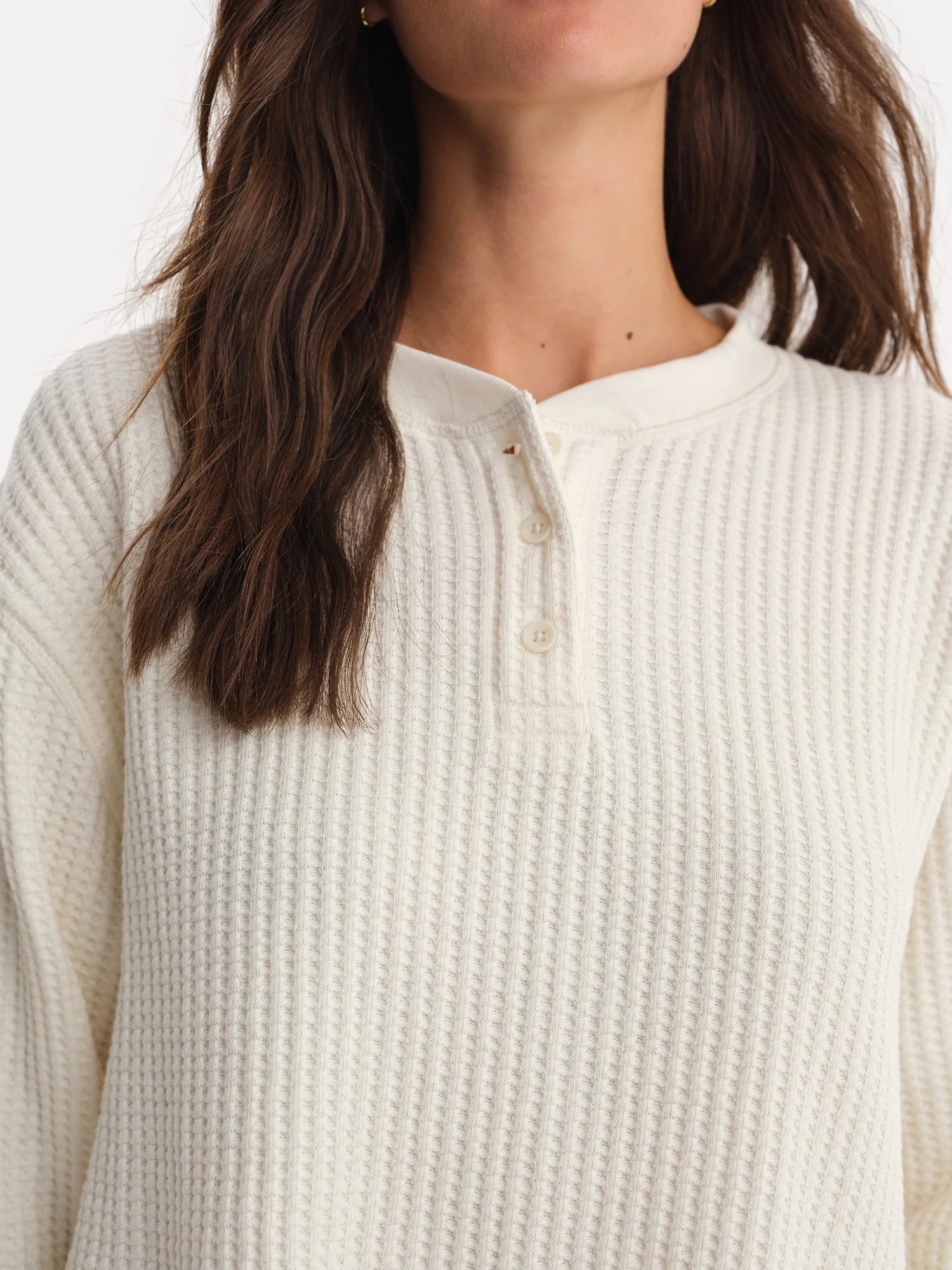 Organic Waffle Cropped Henley 2