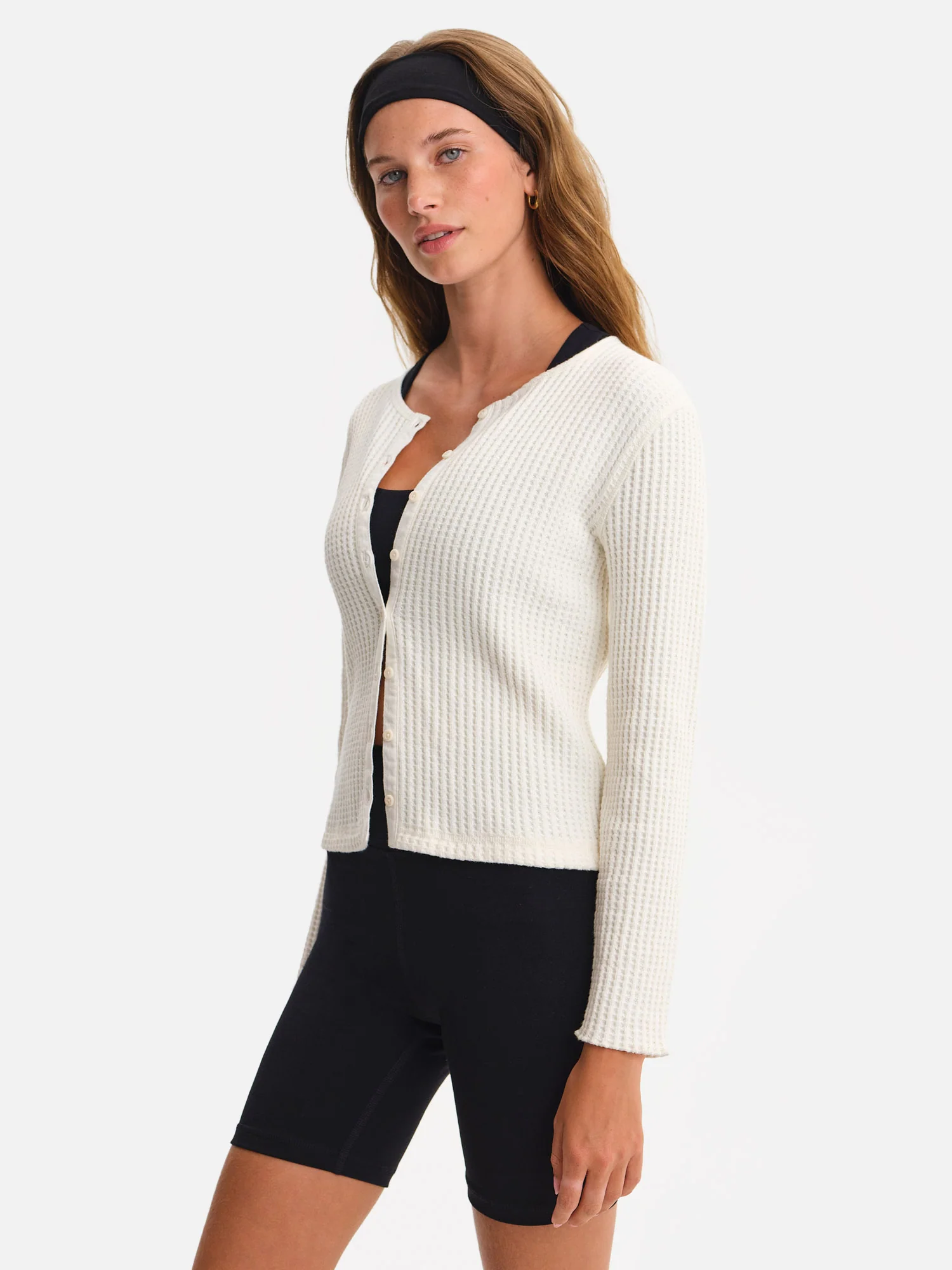 Organic Waffle Crew Cardigan 3