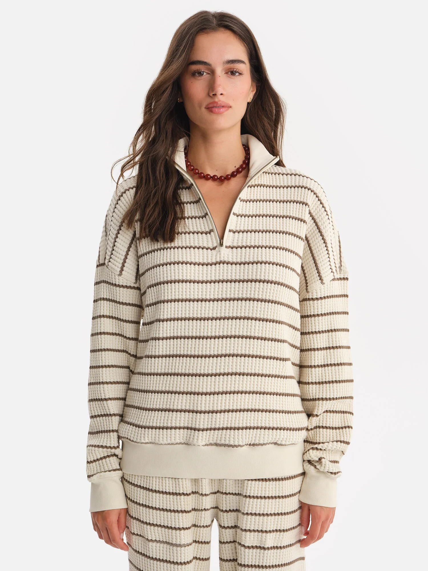 Organic Waffle Collared Half-Zip Sweatshirt