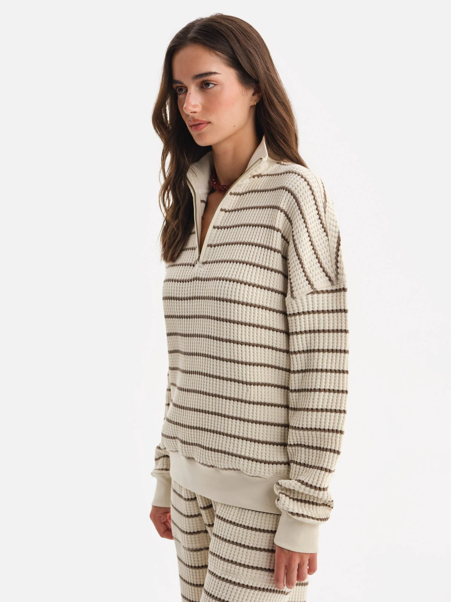 Organic Waffle Collared Half-Zip Sweatshirt 3